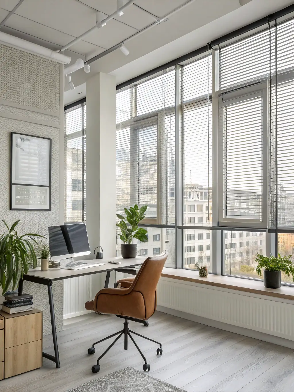 A well-maintained office space with clean desks, organized files, and a fresh, professional atmosphere, reflecting the benefits of regular office cleaning.